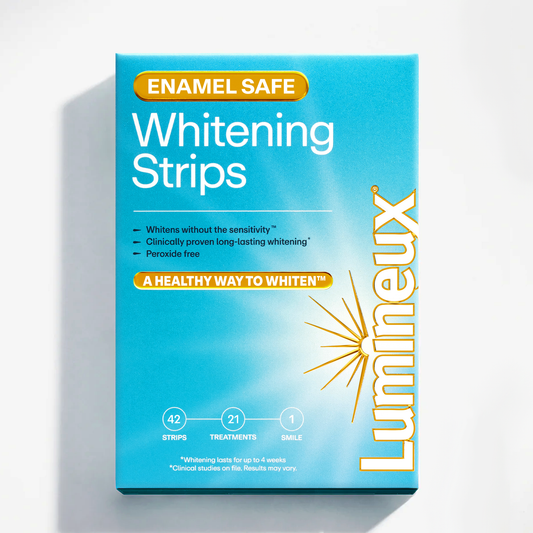 Blue Lumineux® enamel safe whitening strips box for 21 treatments